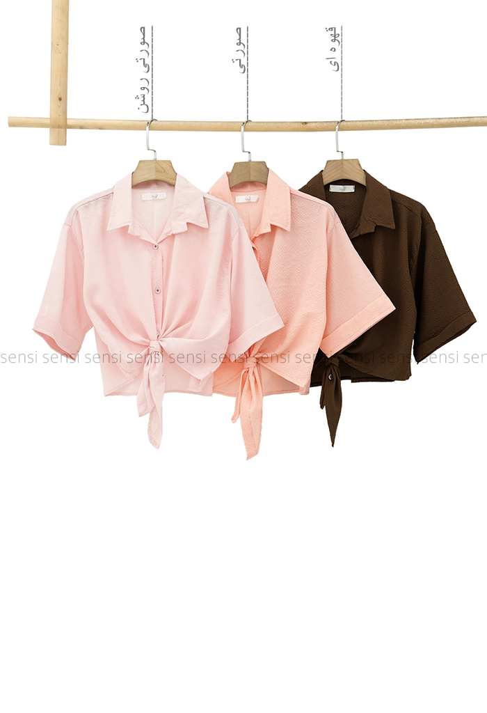 شومیز کراپ جلوگره ای پفکی کد1005947